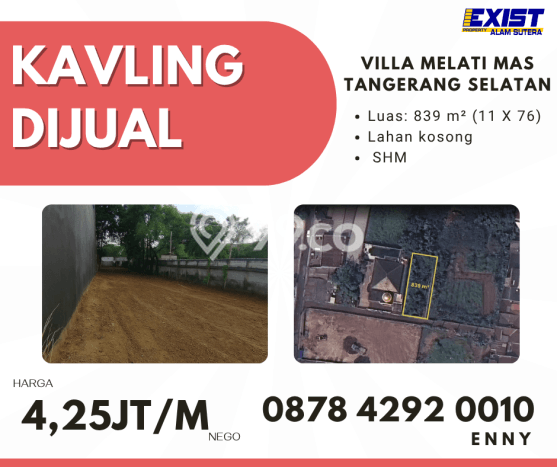 Tanah Dijual di Tangerang Selatan Seluas 839m2 Strategis Tanah Dijual di Tangerang Selatan Seluas 839m2 Strategis