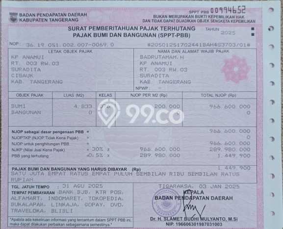 Untuk Dijual Tanah di Tangerang, Luas 1.4e+06m2 - Untuk Dijual Tanah di Tangerang, Luas 1.4e+06m2 -