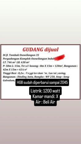 Paling Dicari! Gudang Dijual di Margomulyo Harga Kompetitif Paling Dicari! Gudang Dijual di Margomulyo Harga Kompetitif