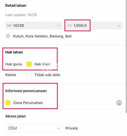Dijual Tanah 1000m2 di Ungasan, Badung Dijual Tanah 1000m2 di Ungasan, Badung