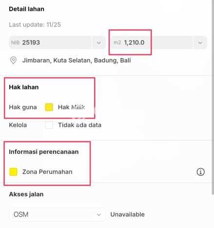 Dijual Tanah Lokasi Jimbaran, Badung Seluas 1210m2 Dijual Tanah Lokasi Jimbaran, Badung Seluas 1210m2