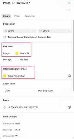 Dijual Tanah 205m2 di Nusa Dua, Badung Dijual Tanah 205m2 di Nusa Dua, Badung
