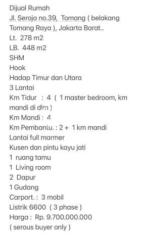 Ready to Use! Premium House LT 278m2 Desain Elegan di Tomang Ready to Use! Premium House LT 278m2 Desain Elegan di Tomang