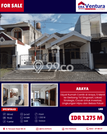 Rumah Modern 3 Kamar LT 120m2 di Araya Rumah Modern 3 Kamar LT 120m2 di Araya