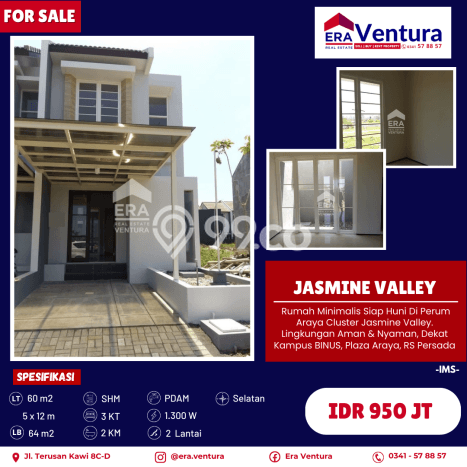 Rumah Minimalis 3 KT LT 60m2 di Araya Rumah Minimalis 3 KT LT 60m2 di Araya