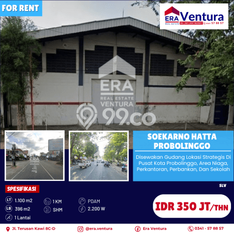 FOR RENT! Gudang di Probolinggo Cocok untuk Bisnis 396m2 FOR RENT! Gudang di Probolinggo Cocok untuk Bisnis 396m2
