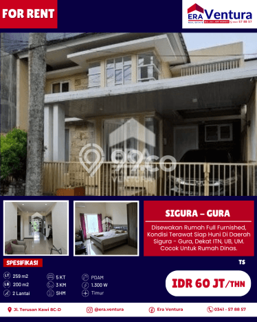 Rumah Sewa Malang LT 259m2 LB 200m2 Area Malang Kota Rumah Sewa Malang LT 259m2 LB 200m2 Area Malang Kota