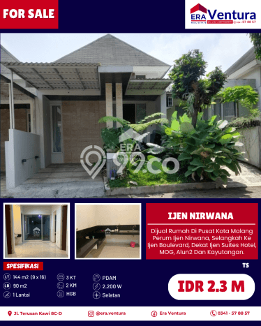 Rumah Minimalis 3 Kamar LT 144m2 di Malang Kota Rumah Minimalis 3 Kamar LT 144m2 di Malang Kota