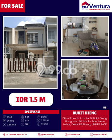 Rumah Luas Asri 3 KT Siap Huni di Dieng Malang Rumah Luas Asri 3 KT Siap Huni di Dieng Malang