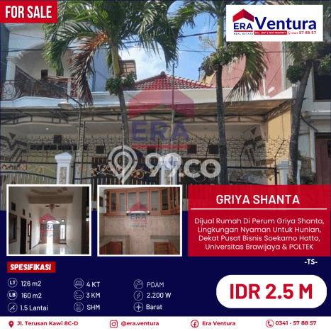 Dijual Hunian Rumah Nyaman 4 KT di Soekarno Hatta, Malang Dijual Hunian Rumah Nyaman 4 KT di Soekarno Hatta, Malang