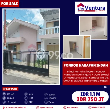 Dijual Rumah Eksklusif 5 KT di Malang Kota, Malang Dijual Rumah Eksklusif 5 KT di Malang Kota, Malang