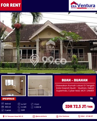 Rumah Disewakan Malang LT 340m2 LB 250m2 Area Malang Kota Rumah Disewakan Malang LT 340m2 LB 250m2 Area Malang Kota