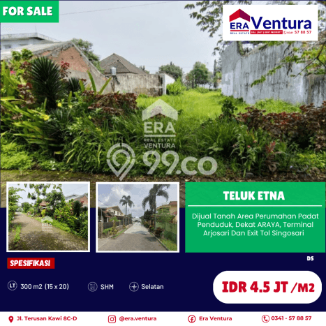Untuk Dijual Tanah 300m2 di Arjosari, Malang Untuk Dijual Tanah 300m2 di Arjosari, Malang