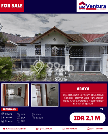 Jual Rumah Eksklusif 3 KT di Araya, Malang Jual Rumah Eksklusif 3 KT di Araya, Malang