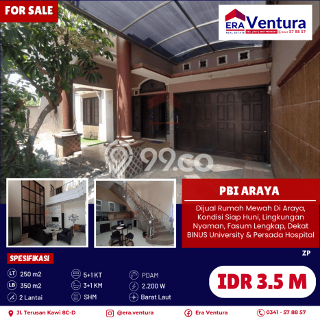 Hunian Mewah LB 350m2 Siap Pakai Desain Elegan di Araya, Malang Hunian Mewah LB 350m2 Siap Pakai Desain Elegan di Araya, Malang