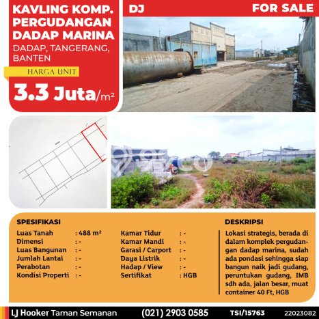 Kavling Tanah untuk Dijual di Dadap, Tangerang, Luas 488m2 Kavling Tanah untuk Dijual di Dadap, Tangerang, Luas 488m2