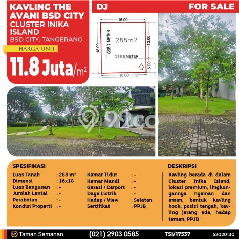 Tanah Kavling Dijual di Tangerang dengan Spesifikasi 288m2 Tanah Kavling Dijual di Tangerang dengan Spesifikasi 288m2