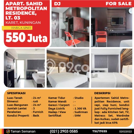 Siap Huni Apartemen di Jakarta Selatan 0 Kamar & 0 Kamar Mandi, Luas 24m2 Siap Huni Apartemen di Jakarta Selatan 0 Kamar & 0 Kamar Mandi, Luas 24m2