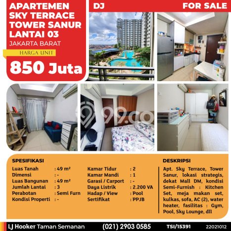 Hunian Apartemen Strategis untuk Dijual di Jakarta Barat dengan 2 Kamar Hunian Apartemen Strategis untuk Dijual di Jakarta Barat dengan 2 Kamar