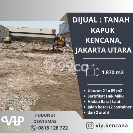Tanah Dijual Lokasi Strategis di Jakarta Utara dengan Luas 1870m2 Tanah Dijual Lokasi Strategis di Jakarta Utara dengan Luas 1870m2