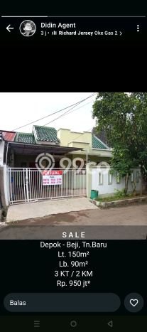 Rumah Minimalis 3 Kamar LT 150m2 di Tanah Baru Rumah Minimalis 3 Kamar LT 150m2 di Tanah Baru