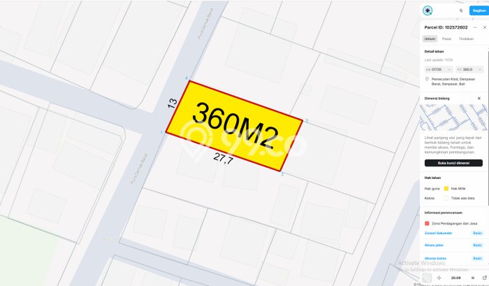 Jarang Ada! Tanah di Denpasar Barat Punya Luas 360m2 SHM Jarang Ada! Tanah di Denpasar Barat Punya Luas 360m2 SHM