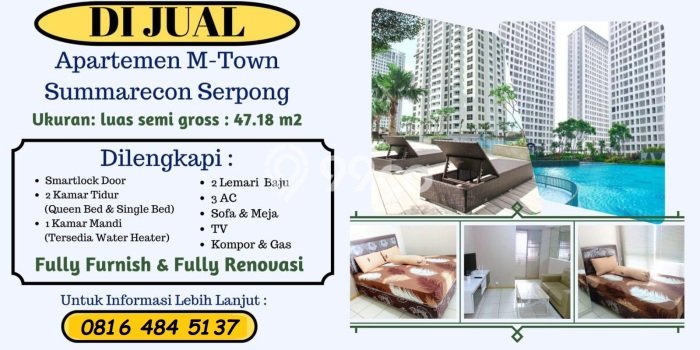 Siap Huni Apartemen di Tangerang 2 Kamar & 1 Kamar Mandi, Luas 47m2 Siap Huni Apartemen di Tangerang 2 Kamar & 1 Kamar Mandi, Luas 47m2