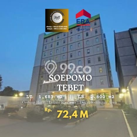 Hotel Premium Kawasan Tebet, Luas 2800m2m², Lokasi Komersial Hotel Premium Kawasan Tebet, Luas 2800m2m², Lokasi Komersial