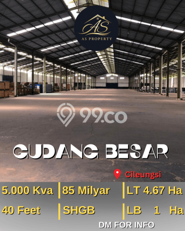 Unit Gudang Dijual di Cileungsi Bogor Luas Bangunan 10000m2 Unit Gudang Dijual di Cileungsi Bogor Luas Bangunan 10000m2