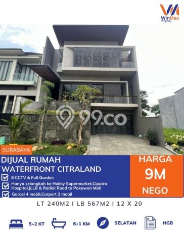 Jual Rumah Mewah Elegan Dengan View Eksklusif di Citraland, Surabaya Jual Rumah Mewah Elegan Dengan View Eksklusif di Citraland, Surabaya