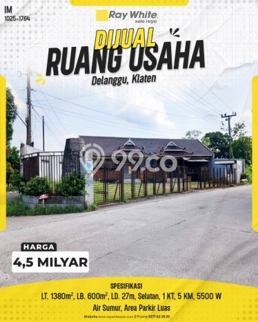 Komersial Premium Kawasan Delanggu, Luas 600m2m², Lokasi Bisnis, Berkembang Komersial Premium Kawasan Delanggu, Luas 600m2m², Lokasi Bisnis, Berkembang