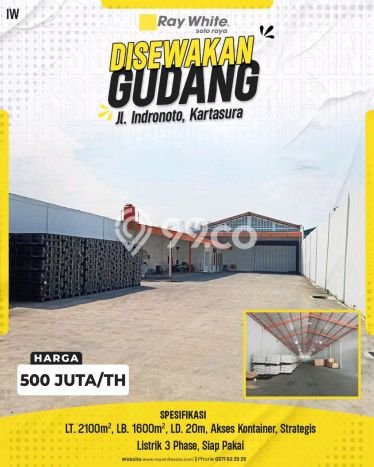 Gudang Kawasan Kartasura, Luas 1600m², Disewakan, Pusat Bisnis, Siap Usaha Gudang Kawasan Kartasura, Luas 1600m², Disewakan, Pusat Bisnis, Siap Usaha