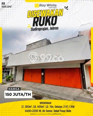 Ruko disewakan lokasi strategis Jebres Solo 400m2 Ruko disewakan lokasi strategis Jebres Solo 400m2