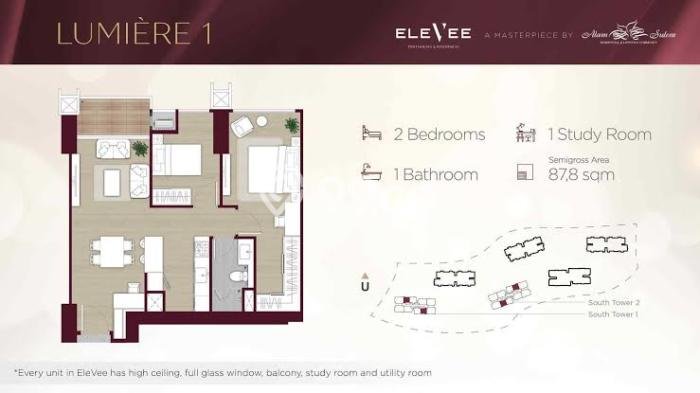 Dijual Apartemen di Tangerang 2 Kamar & 1 Kamar Mandi, Luas 87m2 Dijual Apartemen di Tangerang 2 Kamar & 1 Kamar Mandi, Luas 87m2