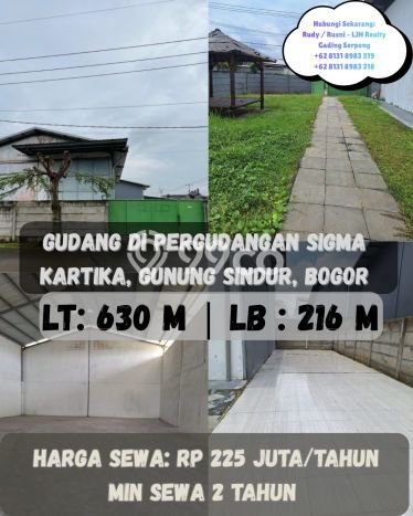 Gudang Disewa di Gunung Sindur, Bogor, LT 630m2 / LB 216m2 Gudang Disewa di Gunung Sindur, Bogor, LT 630m2 / LB 216m2