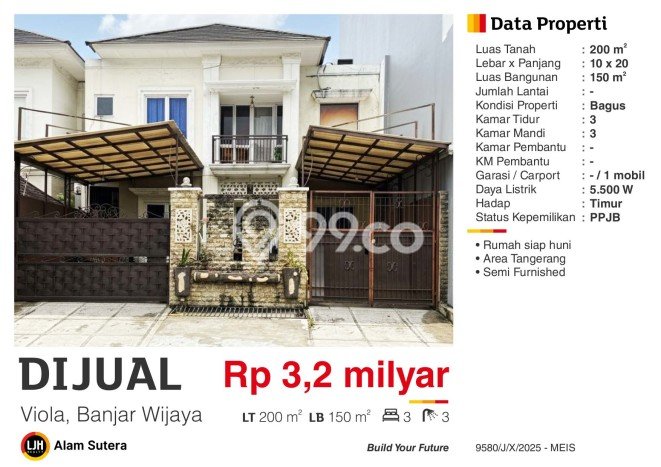 For Sale! Luxury House LT 200m2 Desain Modern di Banjar Wijaya For Sale! Luxury House LT 200m2 Desain Modern di Banjar Wijaya
