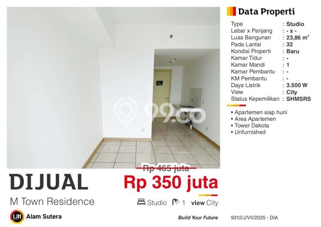 Apartemen Terjangkau Dijual di Tangerang 1 KT & 1 KM Apartemen Terjangkau Dijual di Tangerang 1 KT & 1 KM