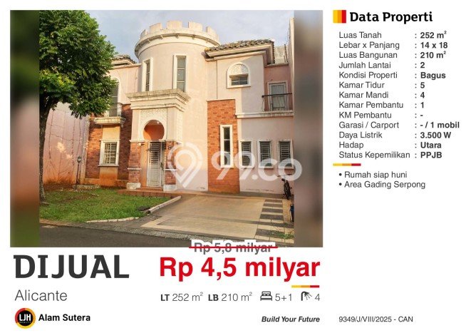Jual Rumah Luas Elegan Dengan View Cantik di Gading Serpong, Tangerang Jual Rumah Luas Elegan Dengan View Cantik di Gading Serpong, Tangerang