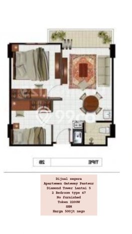 Apartemen Harga Terjangkau untuk Dijual di Pasteur Dengan Spesifikasi 2 KT & 1 KM Apartemen Harga Terjangkau untuk Dijual di Pasteur Dengan Spesifikasi 2 KT & 1 KM