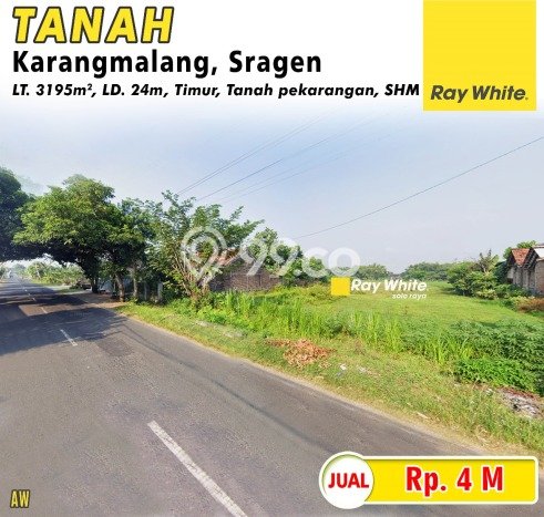 Tanah Strategis Dijual di Karangmalang Sragen 3195m2 Tanah Strategis Dijual di Karangmalang Sragen 3195m2