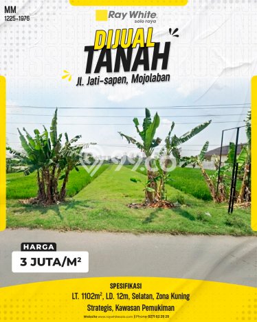 Tanah Dijual Lokasi Mojolaban, Sukoharjo Luas 1102m2 Legalitas Aman Tanah Dijual Lokasi Mojolaban, Sukoharjo Luas 1102m2 Legalitas Aman