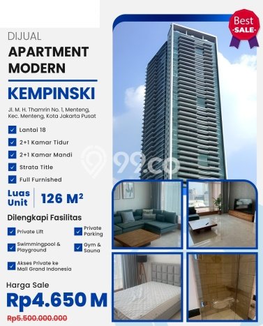 Apartemen High-End Dijual di Menteng Luas 126m2 Apartemen High-End Dijual di Menteng Luas 126m2