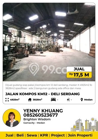 Dijual Gudang di Medan Sunggal Medan LT 4925m2 / LB 3828m2 Dijual Gudang di Medan Sunggal Medan LT 4925m2 / LB 3828m2