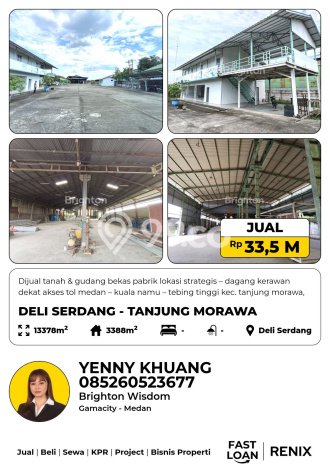 Dijual Gudang di Tanjung Morawa Deli Serdang LT 13378m2 / LB 3388m2 Dijual Gudang di Tanjung Morawa Deli Serdang LT 13378m2 / LB 3388m2