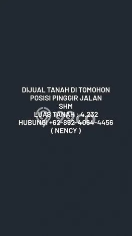 Lahan Investasi Lokasi Tomohon Selatan Tomohon SHM Lahan Investasi Lokasi Tomohon Selatan Tomohon SHM