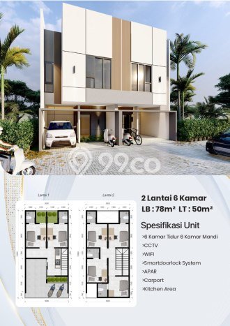 Investasi Kost Dijual di Bogor Barat, Bogor, Spesifikasi 6 KT, 6 KM, 78m2 Investasi Kost Dijual di Bogor Barat, Bogor, Spesifikasi 6 KT, 6 KM, 78m2