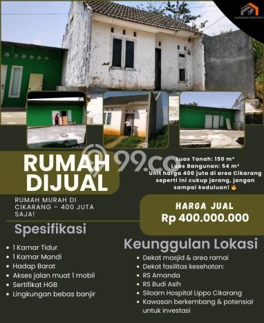 Hunian Strategis 1 KT LB 54m2 Kondisi Bagus di Cikarang Hunian Strategis 1 KT LB 54m2 Kondisi Bagus di Cikarang