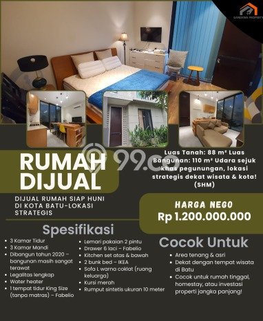 Hunian Nyaman Asri 3 KT Siap Pakai di Batu Malang Hunian Nyaman Asri 3 KT Siap Pakai di Batu Malang