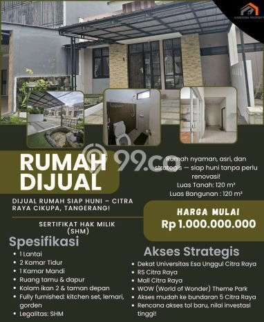 Dijual Cepat Rumah Favorit Siap Huni LB 120m2 di Cikupa, Tangerang Dijual Cepat Rumah Favorit Siap Huni LB 120m2 di Cikupa, Tangerang