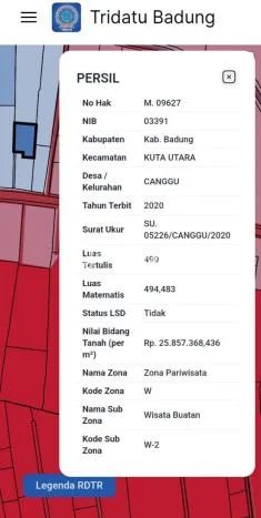 Kavling Tanah untuk Dijual di Canggu, Badung, Luas 950m2 Kavling Tanah untuk Dijual di Canggu, Badung, Luas 950m2